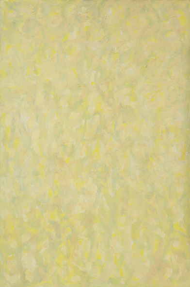 Dans cette toile aux tons jaunes, on décèle de grands coups de pinceau qui tourbillonnent dans la lumière.