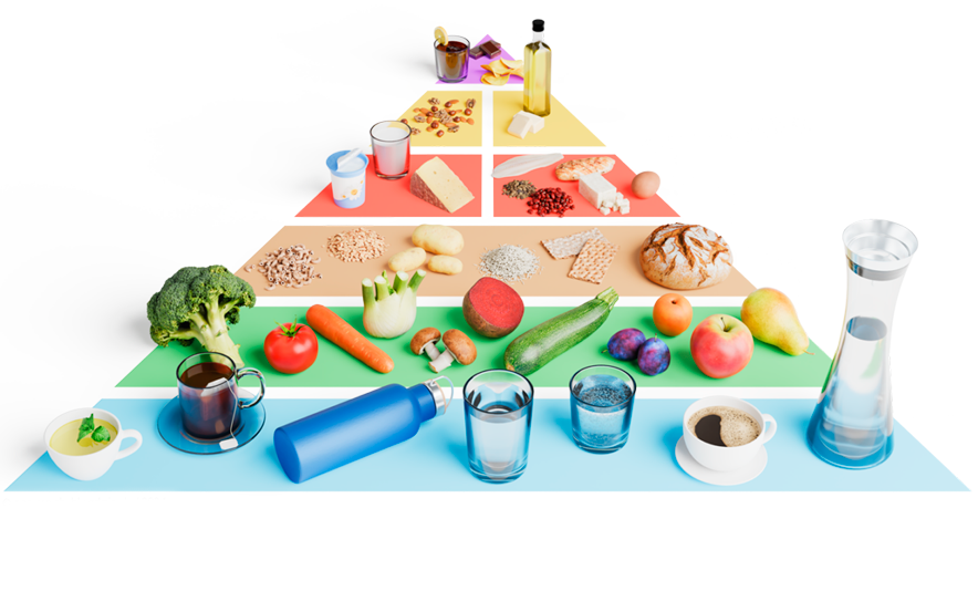 Ces aliments mis en scène en forme de pyramide.