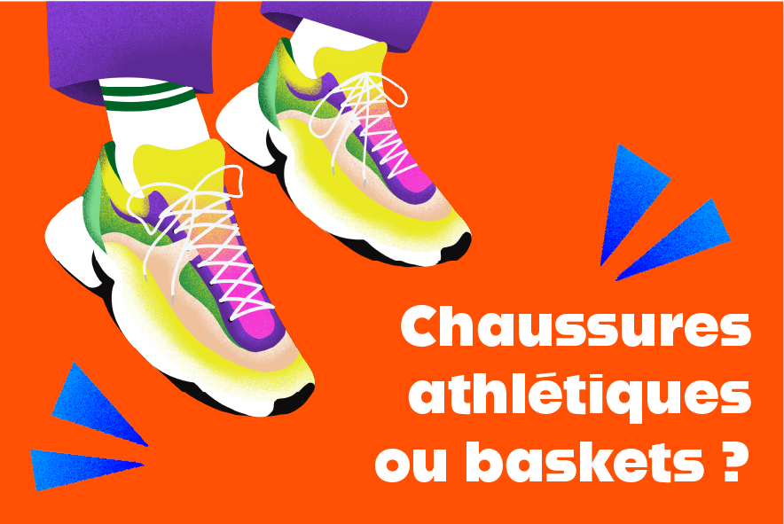 Une paire de baskets avec la mention: "chaussures athlétiques ou baskets?"