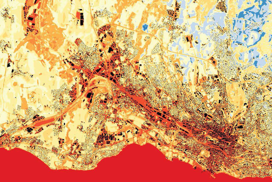 Carte climatique montrant la situation actuelle à Lausanne à 4h du matin